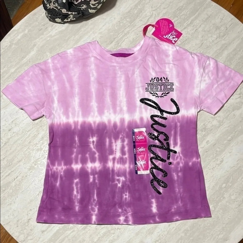 NWT Justice Little Girl Pink and Purple Tie-Dye Shirt *XS (5-6)